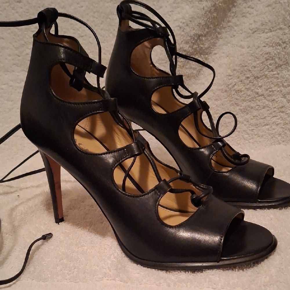 Coach Black Lace-Up Heels